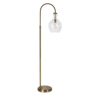 Meyer&Cross Verona Arc 65 in. Brass Floor Lamp with Seeded Glass Shade-FL0266 - The Home Depot | The Home Depot