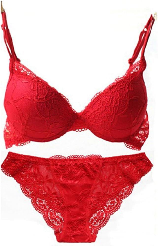 Nanier Women's Solid Lace Push up Bra Set | Amazon (US)