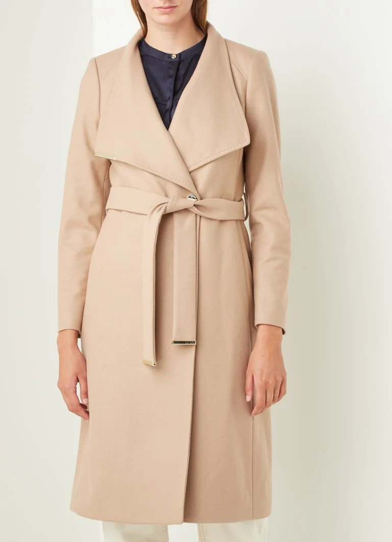 Ted Baker Rose mantel in wolblend met strikceintuur • Camel • de Bijenkorf | De Bijenkorf (NL)