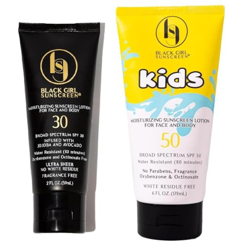 BLACK GIRL SUNSCREEN - Ultimate Face & Body Sunscreen Bundle - Moisturizing SPF 30 Sunscreen for Adults & Large SPF 50 for Kids, No White-Residue (2 Fl. Oz. & 6 Oz.) | Amazon (US)