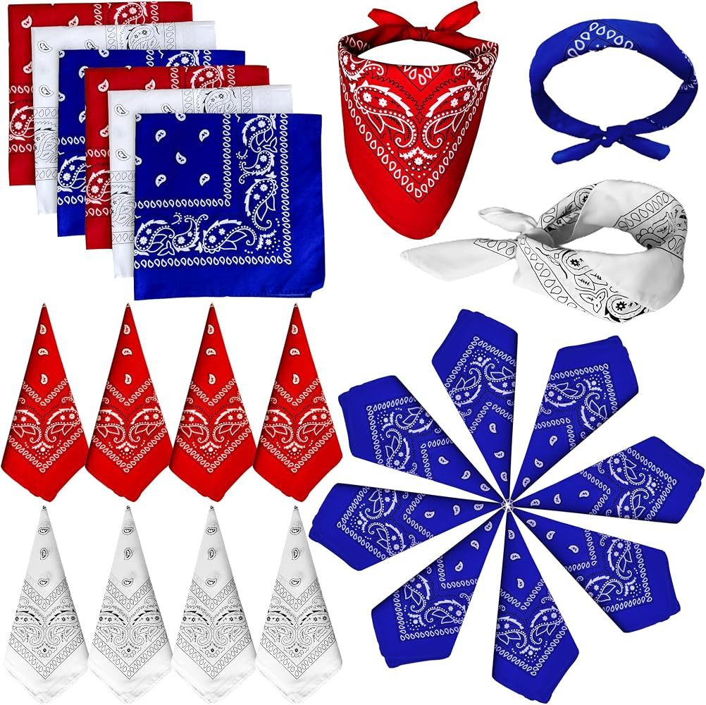 ILHSTY 32 Pcs Women Men Paisley Bandanas Bulk Unisex Cowboy Bandanas Head Scarf Necktie Face Cove... | Amazon (US)