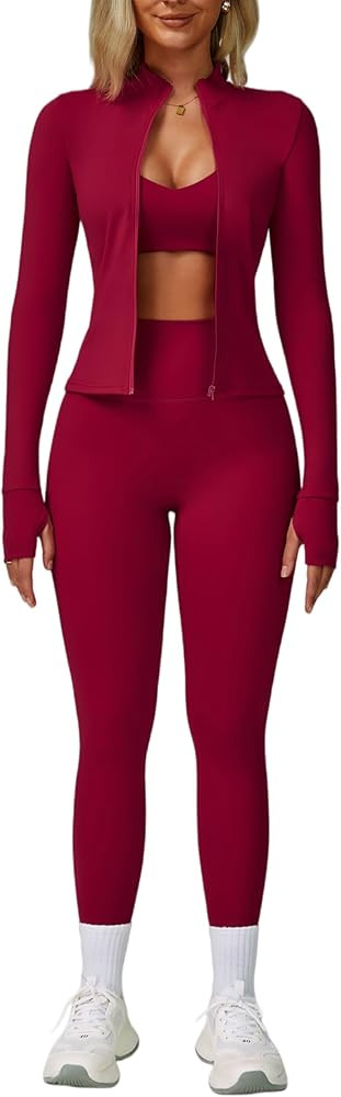 Yknktstc Womens Two Piece Tracksuit Set Long Sleeve Zipper Jacket with Athletic High Waist Leggin... | Amazon (US)