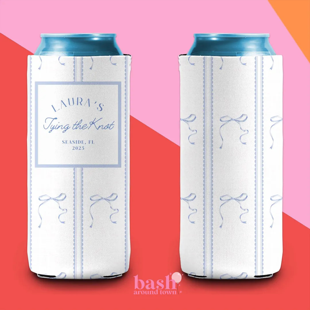 Personalized Coastal Bachelorette Can Cooler Custom Tying the Knot Last Toast Beach Bows Coastal ... | Etsy (US)