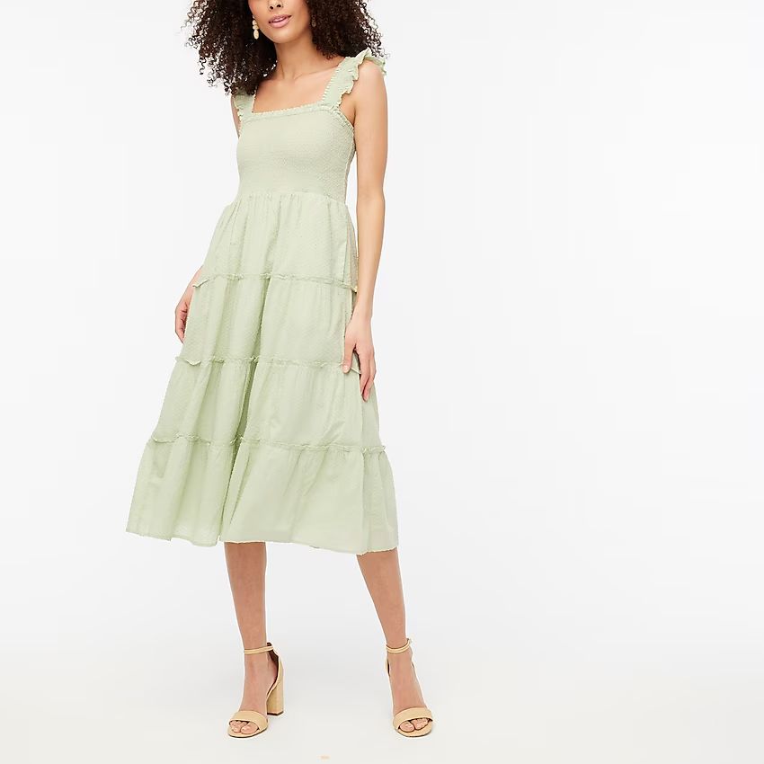 Smocked tiered midi dress | J.Crew Factory