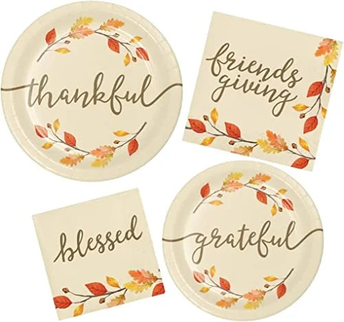 Fall Friendsgiving Thanksgiving Party Supplies | Bundle Includes Paper Plates and Napkins for 8 P... | Walmart (US)