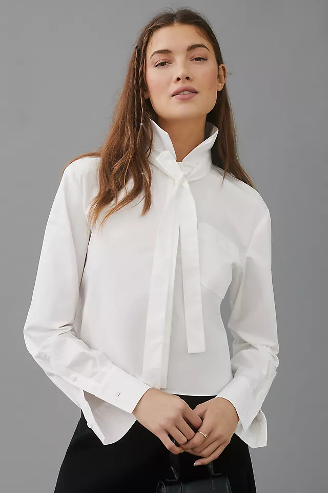 Mare Mare x Anthropologie Poplin Tie-Neck Shirt | Anthropologie (US)