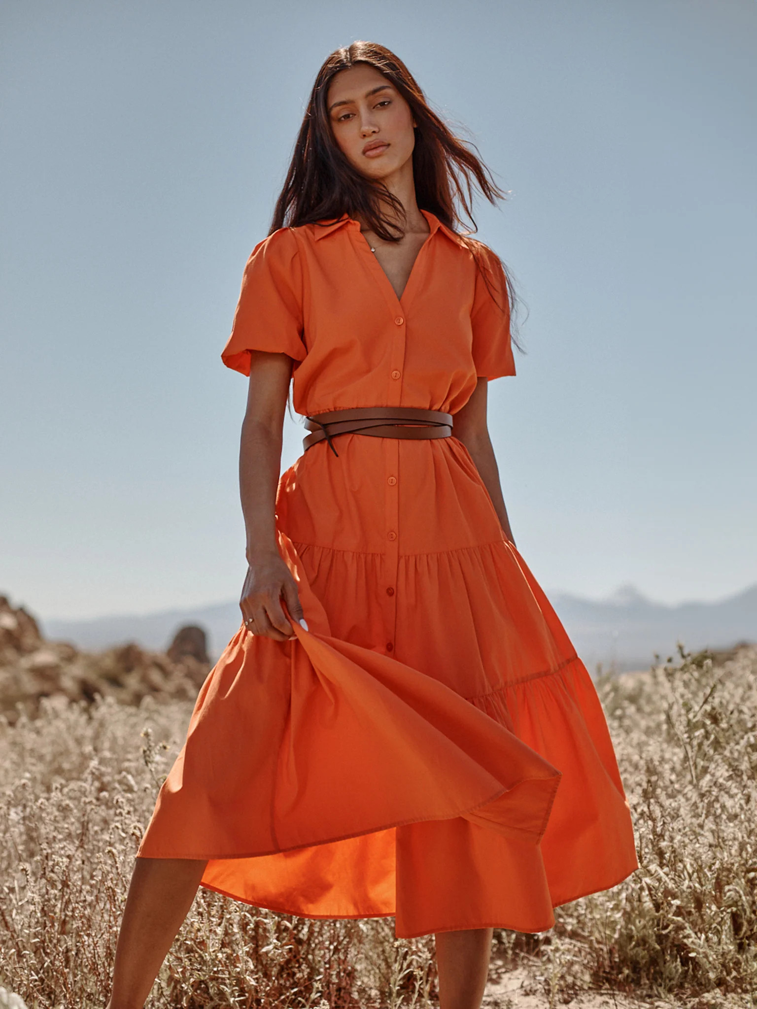 Brochu Walker | Women's Havana Dress in Tangerine | Brochu Walker