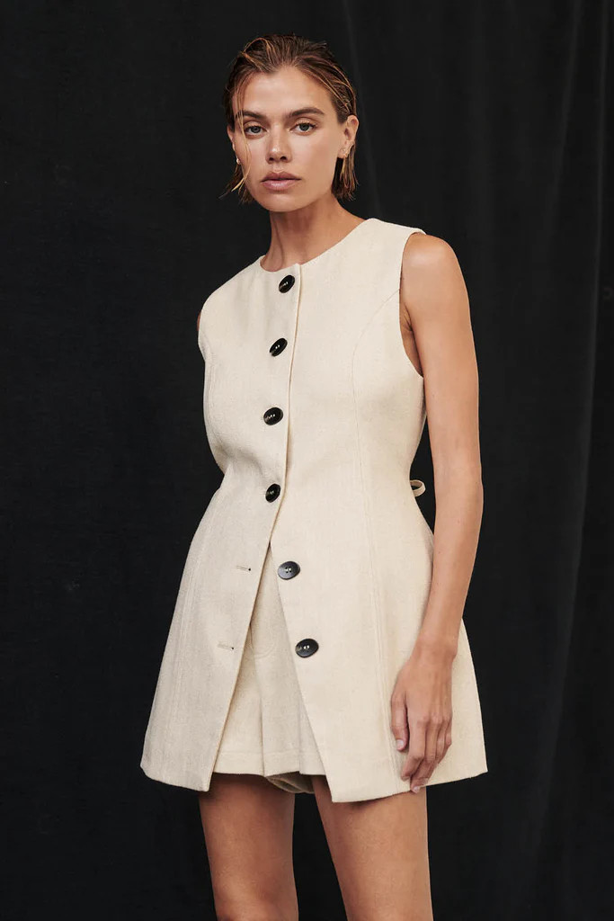 FRANKIE OAT TWEED TUNIC VEST | DISSH