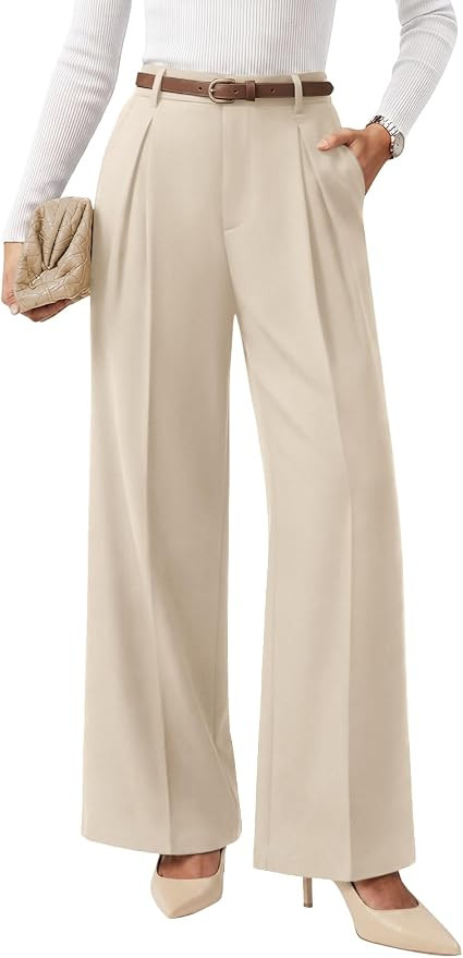 LILLUSORY Women's Wide Leg Work Pants Dress Business Casual Loose Slacks | Amazon (US)