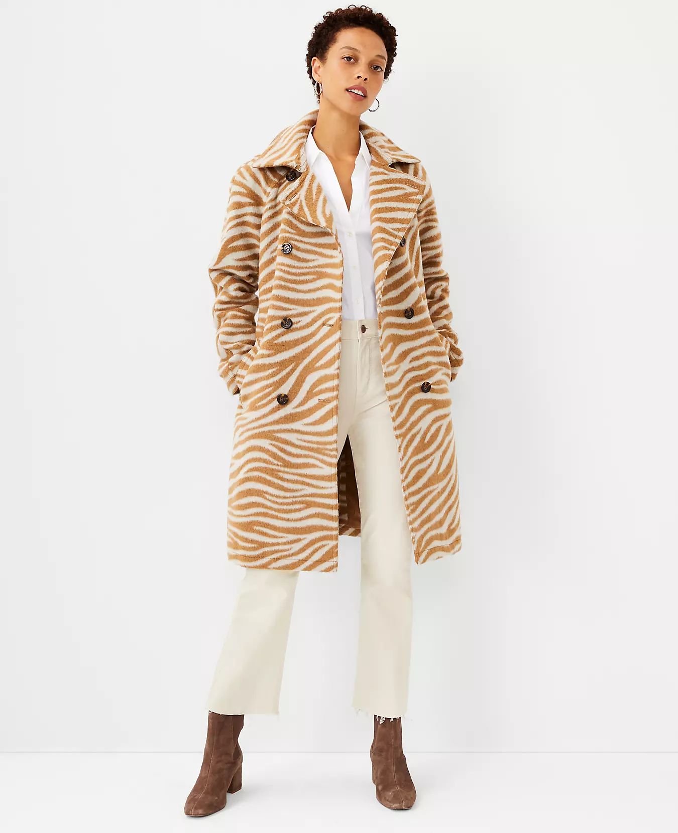 Zebra Print Belted Trench Coat | Ann Taylor (US)