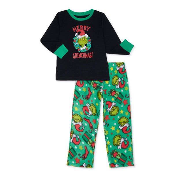 Matching Family Christmas Pajamas Kid's Grinch 2-Piece Set - Walmart.com | Walmart (US)