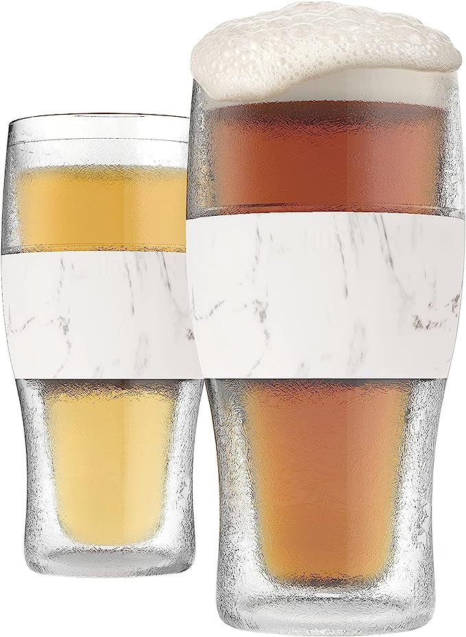 Host Freeze Beer Glasses, 16 ounce Freezer Gel Chiller Double Wall Plastic Frozen Pint Glass, Set... | Amazon (US)