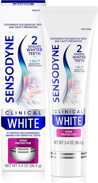 Sensodyne Clinical White Toothpaste Clinically Proven Whitening for Sensitive Teeth, Stain Protec... | Amazon (US)
