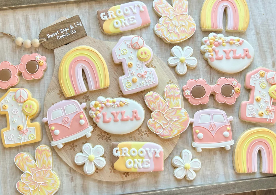 Groovy First Birthday Decorated Sugar Cookies | Etsy (US)