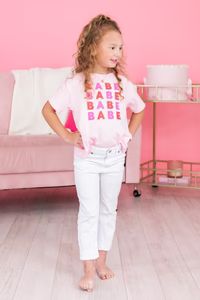 Kids Red/Pink Babe Multi Graphic Tee | The Pink Lily Boutique