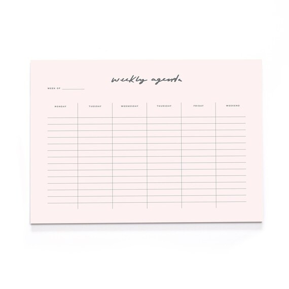 Blush Pink Weekly Agenda A4 Wall Planner - A4 Desk Pad - Motivational Stationery - Positive Notepad | Etsy (US)