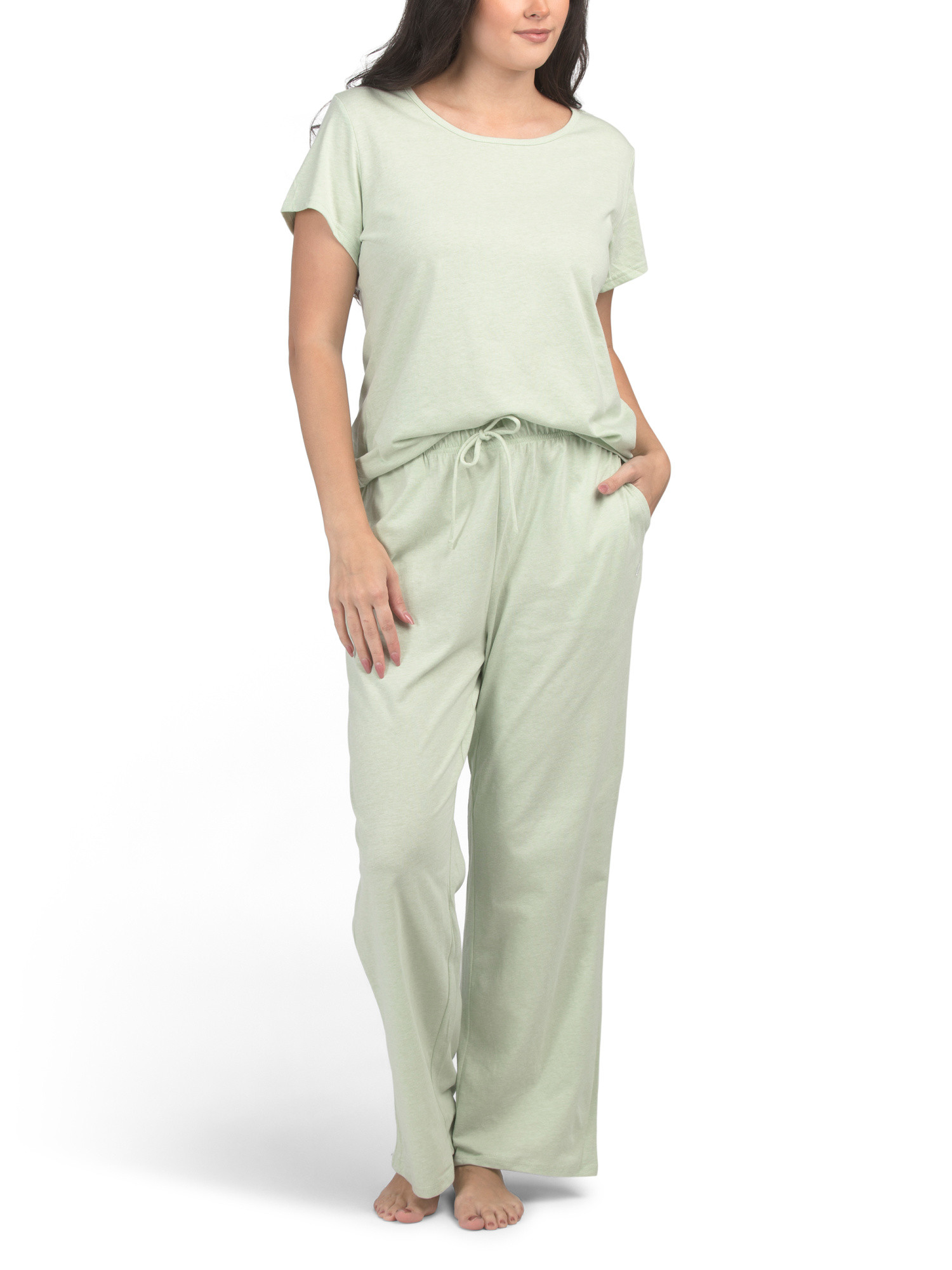 2pc Organic Cotton Blend Lounge T-shirt And Wide Leg Pants Set | Women | Marshalls | Marshalls