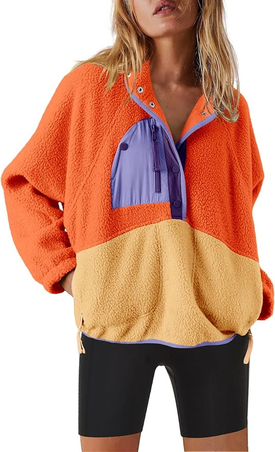 Nirovien Womens Fleece Pullover Long Sleeve Sherpa Jacket Button Down Fuzzy Sweatshirt Warm Outwe... | Amazon (US)