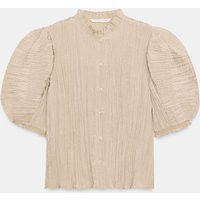 Zara - Zw Collection Puff Sleeve Shirt - Taupe Gray - Xs - Woman | Zara US