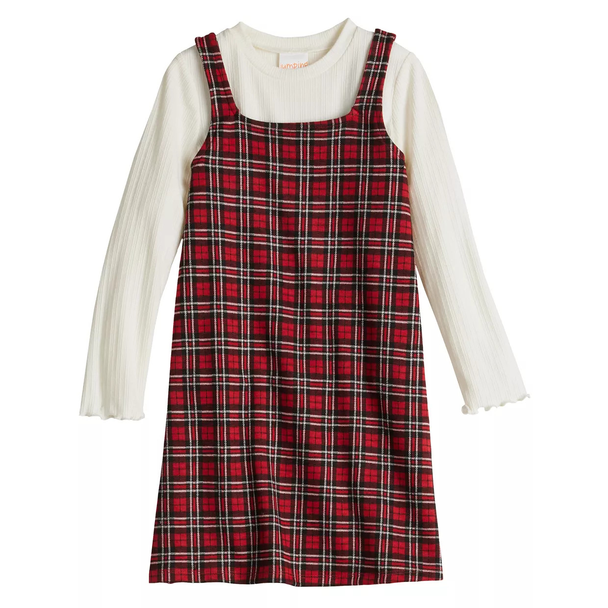 Baby & Toddler Girl Jumping Beans® Long Sleeve T-Shirt & Plaid Dress Set | Kohl's