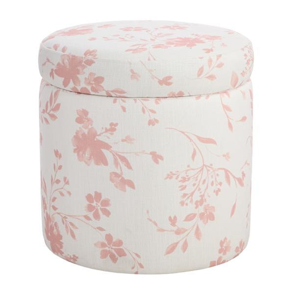 Eva Storage Ottoman, Pink Floral | At Home