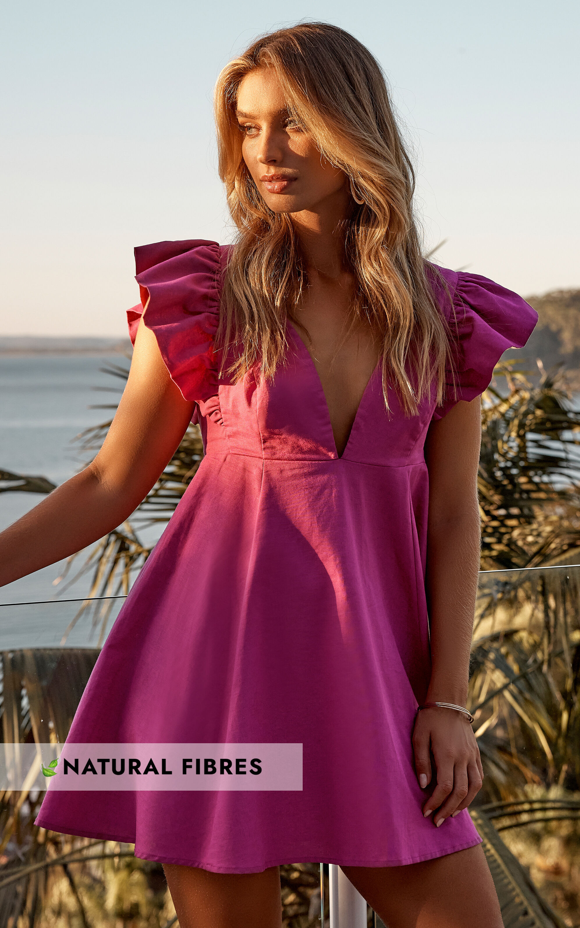 Amalie The Label - Frill sleeve baby doll dress in Wild Berry | Showpo (US, UK & Europe)