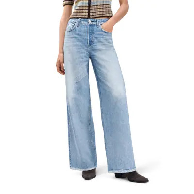 rag & bone Miramar Sofie High Waist Wide Leg Cotton Terry Sweatpant Jeans in Raily at Nordstrom, Size 32 | Nordstrom
