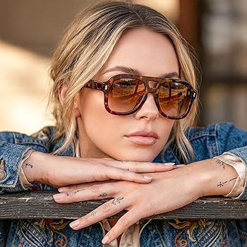 FEISEDY Retro Thick Aviator Sunglasses for Women Men, Large Vintage Classic Shades Square Pilot S... | Amazon (US)