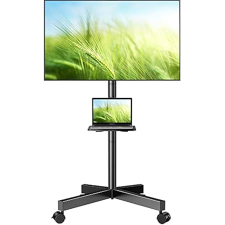 Mobile TV Stand on Wheels for 32-70 Inch Flat/Curved Panel Screens TVs - Height Adjustable Floor Tro | Amazon (US)