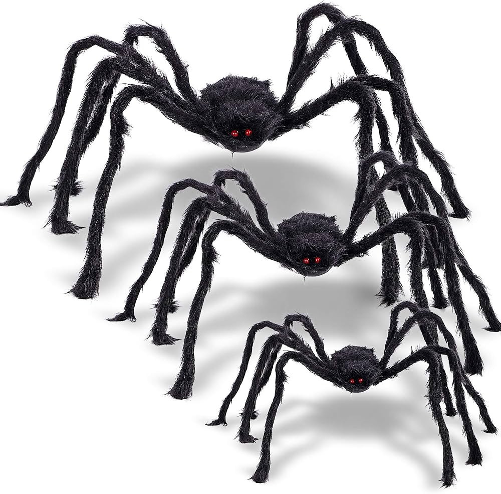 Figoal 3 Pack Giant Halloween Spider Halloween Decorations Virtual Realistic Hairy Spider Hallowe... | Amazon (US)