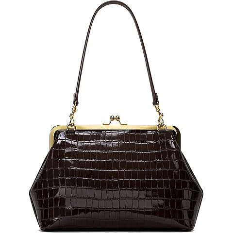 Large Women's Kiss Lock Bag PU Medium Top Handle Handbags Kiss Clasp Shoulder Bags Tote Purse Mes... | Amazon (US)