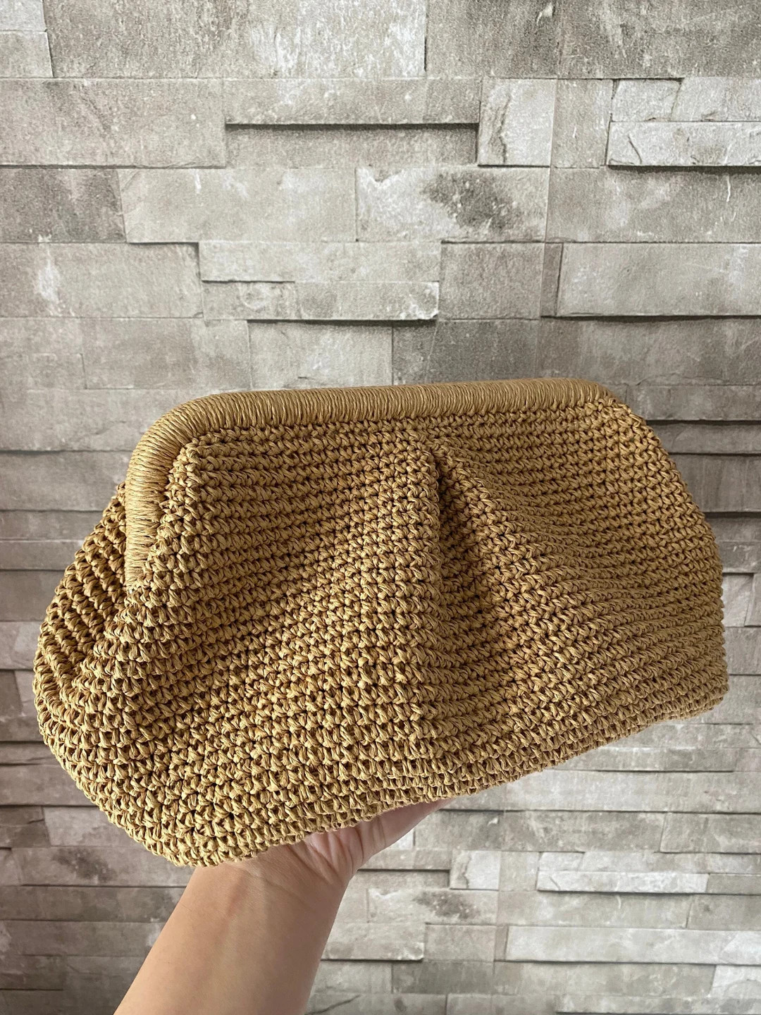 Raffia Cloud Bag, Womens Straw Summer Pouch Bag, Wicker Beach Clutch, Party Hand Bag, Woven Dumpl... | Etsy (US)