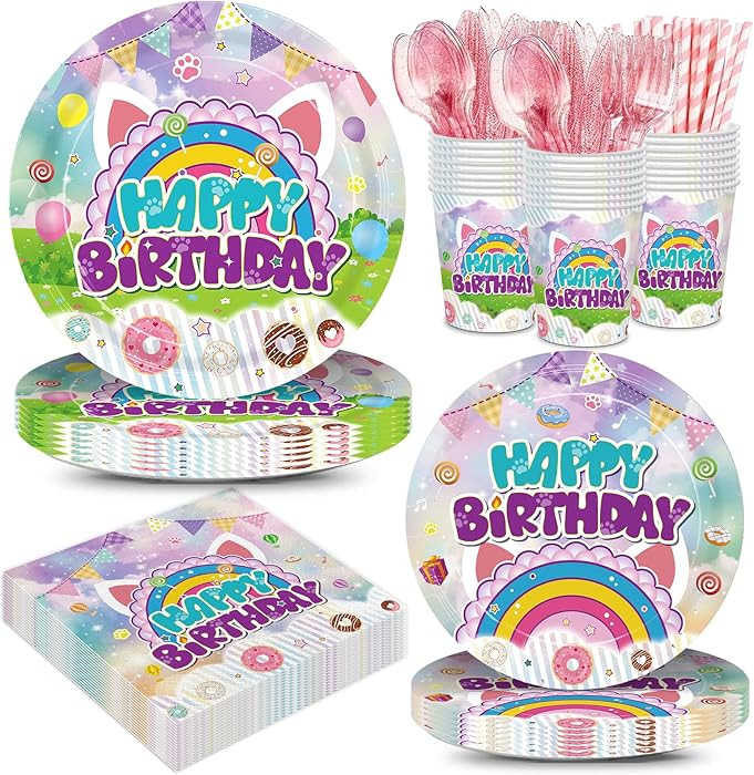 192pcs Dollhouse Birthday Party Decorations Plates Napkins Dollhouse Party Supplies Disposable Pa... | Amazon (US)