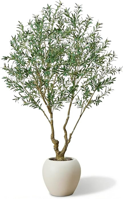 8.5ft Artificial Olive Tree in Pot, Large Faux Silk Tree with Lifelike Leaves & Fruits, Realistic... | Amazon (US)