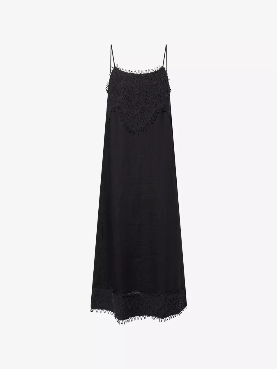 Emmy Embroidered Linen Midi Dress | Selfridges