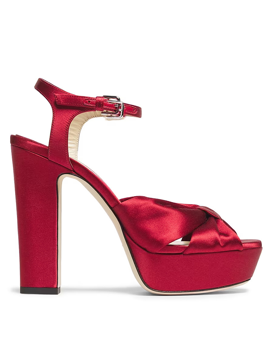 Women's Heloise 120MM Satin Platform Sandals - Ruby Red - Size 9.5 | Saks Fifth Avenue