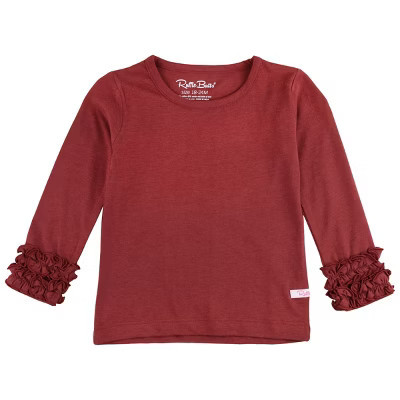 RuffleButts Toddler Knit Long Sleeve Ruffle Layering Tee - Rosewood, 3T | Target