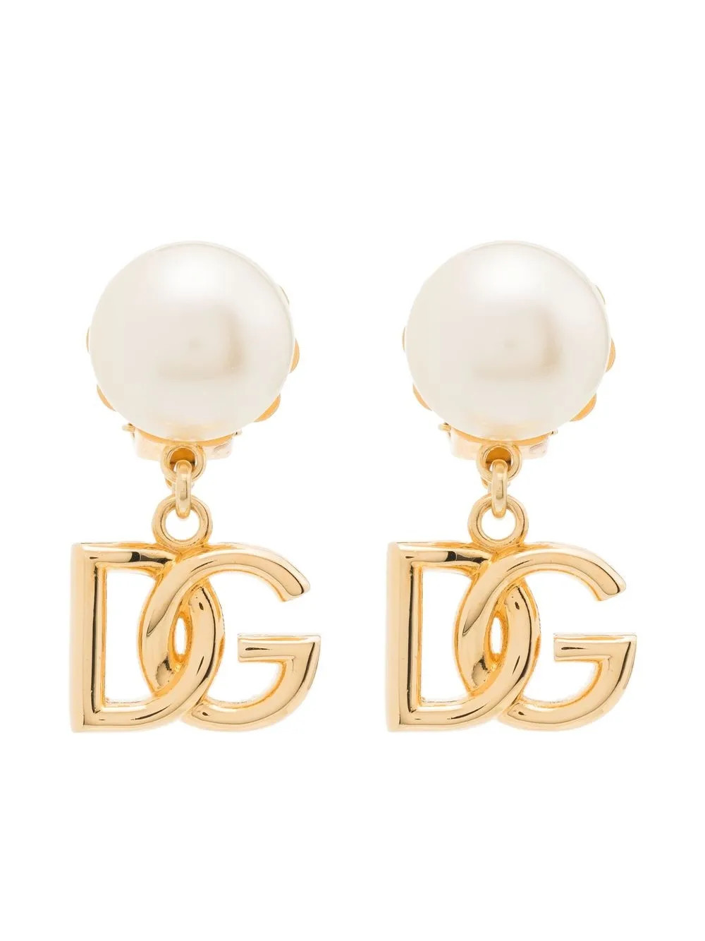 Dolce & Gabbana logo-charm Pearl Earrings - Farfetch | Farfetch Global