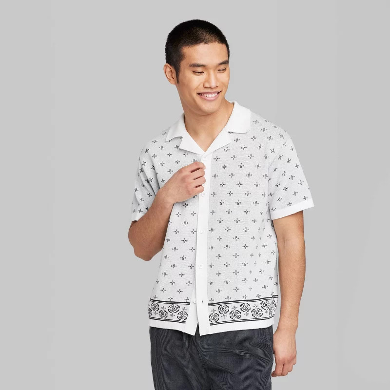 Men's Floral Print Short Sleeve Polo Shirt - Original Use™ White M | Target