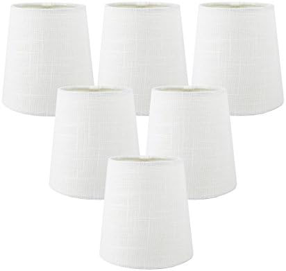 Meriville Set of 6 Off White Linen Clip On Chandelier Lamp Shades, 3.5-inch by 4.5-inch by 4.5-inch | Amazon (US)