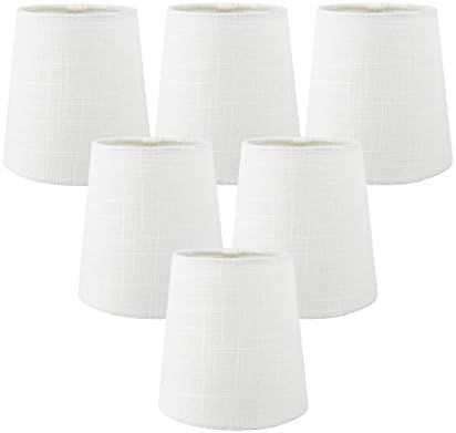 Meriville Set of 6 Off White Linen Clip On Chandelier Lamp Shades, 3.5-inch by 4.5-inch by 4.5-inch | Amazon (US)