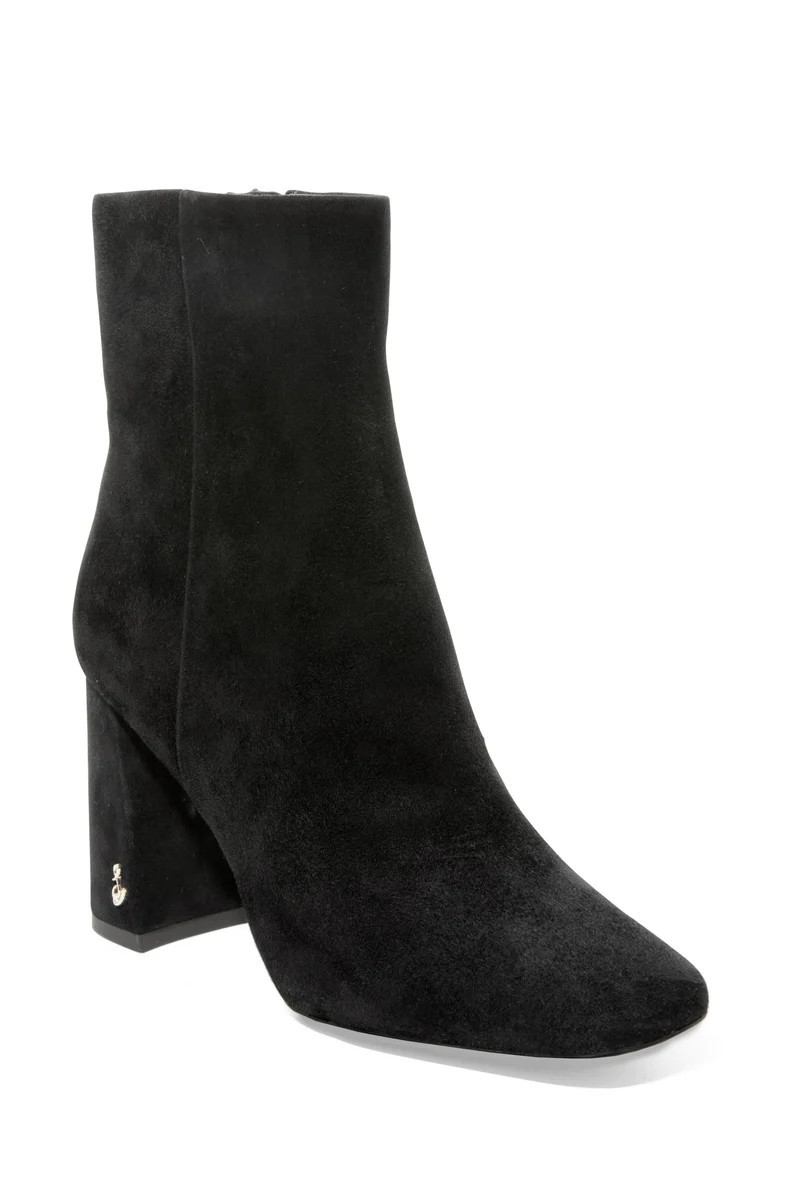 Square Toe Heeled Bootie Black | Boston Proper