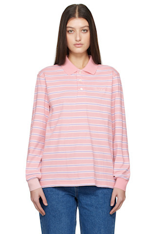 Pink Multi Stripe Collared Polo | SSENSE