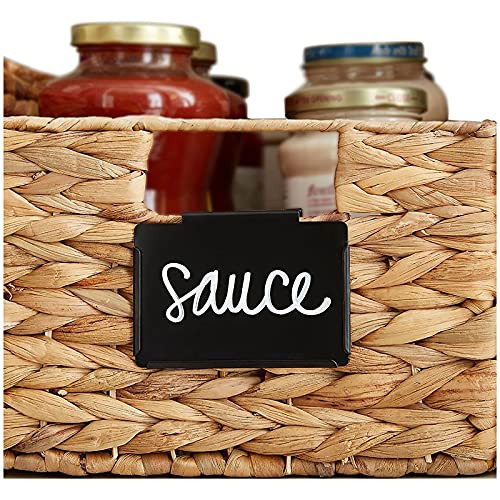 18 Pack Metal Pantry Baskets Labels Clips On for Storage Bins with 4 White Chalk Markers, Organizati | Amazon (US)