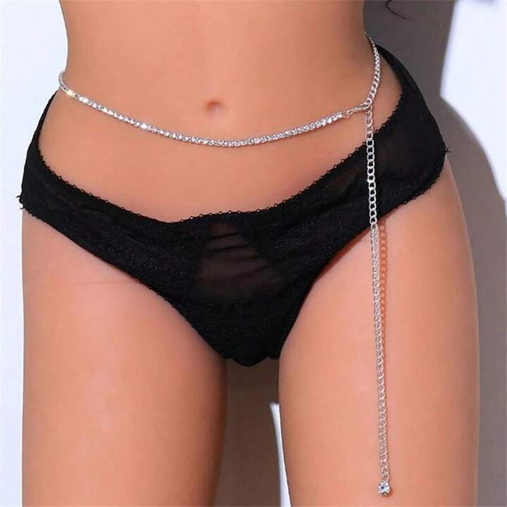 Simple And Sexy Model Rhinestone Waist Chain, Fashionable European And American Style Jewelry | SHEIN