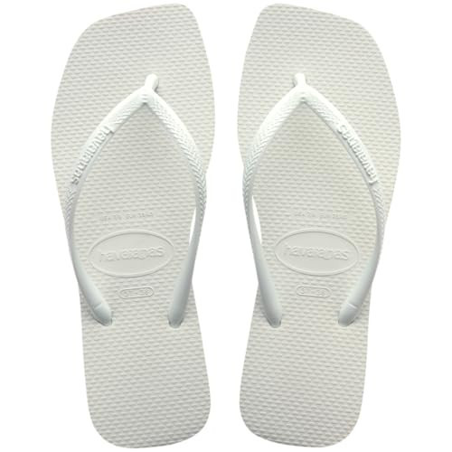 Havaianas Women Slim Square Sandal - Classic Square Toe Sandals - White, 9/10 W | Amazon (US)