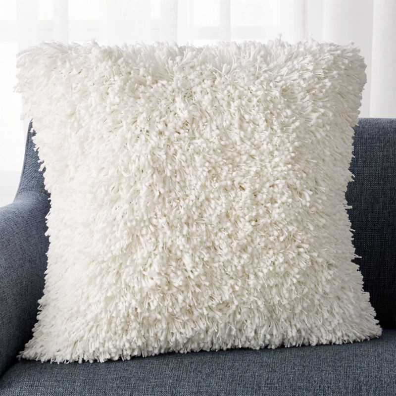 White Shag Pillow - Down Alternative Insert | Crate and Barrel | Crate & Barrel