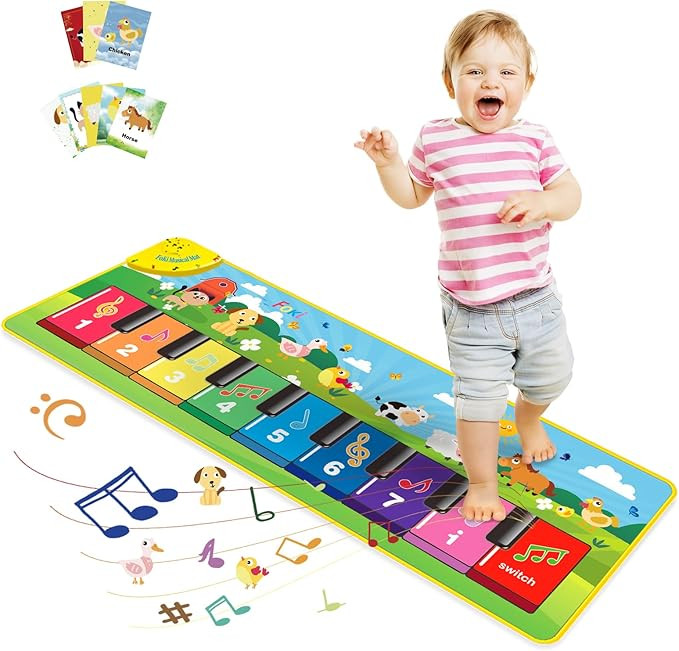FOKI Floor Piano Mat for Toddlers, Baby Kid Sensory Educational Dancing Keyboard Carpet Animal So... | Amazon (US)
