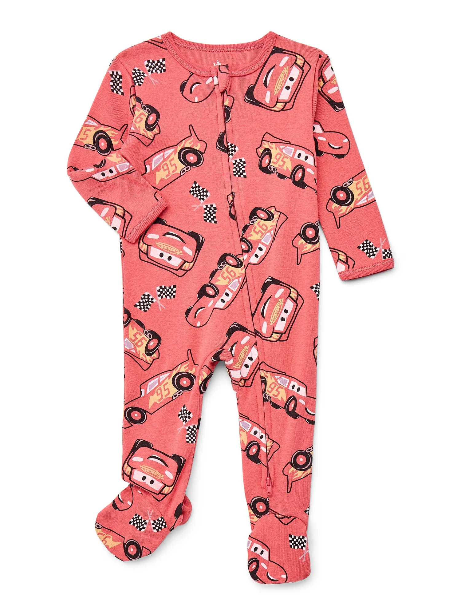 Disney Cars Baby Boys or Girls Two-Way Zip Front Footed Pajama One-Piece, Sizes 0-6/9M | Walmart (US)