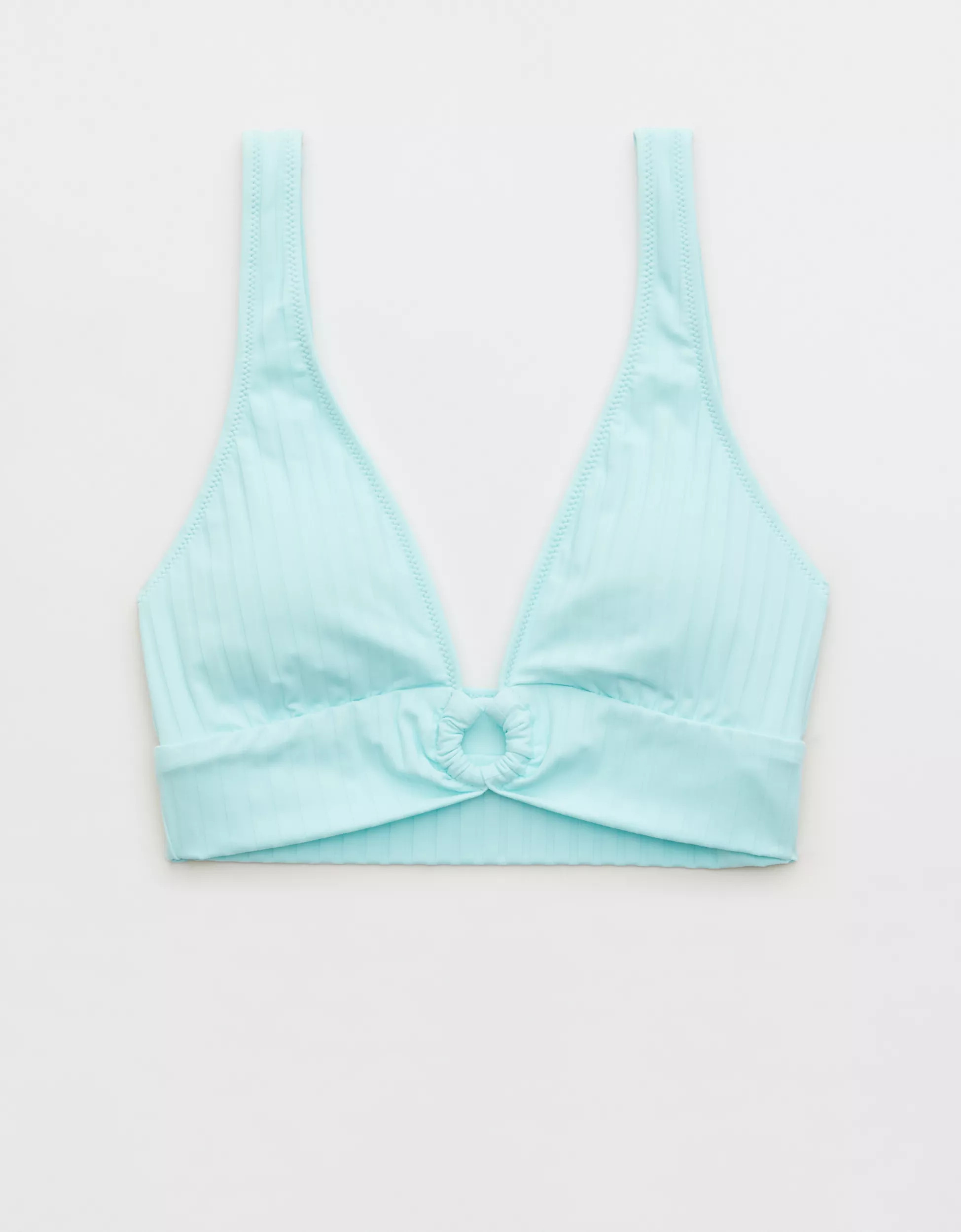 Aerie Wide Rib Longline Plunge Ring Bikini Top | Aerie